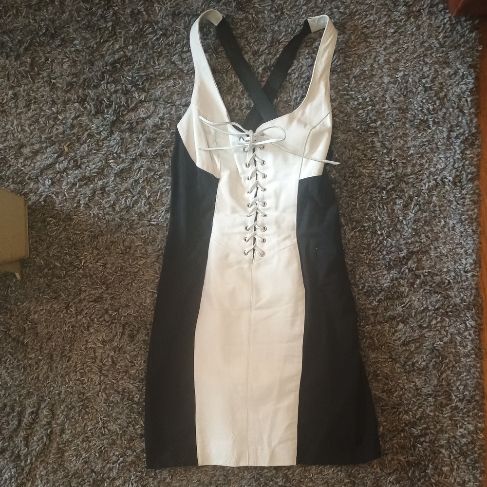 Wilson Black and White Leather And Spandex Dress